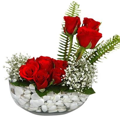 cam içerisinde 9 adet kirmizi gül  Adana çiçek siparişi vermek 