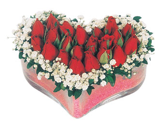  Adana çiçekçi telefonları  mika kalpte kirmizi güller 9 