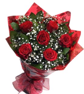 6 adet kırmızı gülden buket  Adana yurtiçi ve yurtdışı çiçek siparişi 