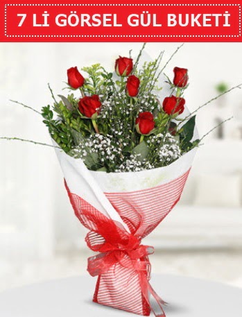 7 adet kırmızı gül buketi Aşk budur  Adana çiçek satışı 