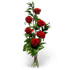  Adana uluslararası çiçek gönderme  mika yada cam vazoda 6 adet essiz gül