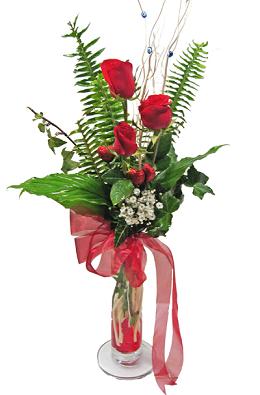 Çiçek gönderin cam vazoda 3 gül çiçekleri  Adana çiçek siparişi sitesi 
