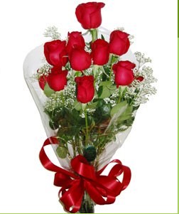  Adana uluslararası çiçek gönderme  10 adet kırmızı gülden görsel buket